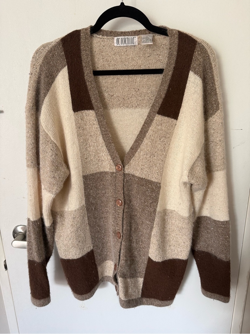 Neutral Colorblock Button-Front Cardigan